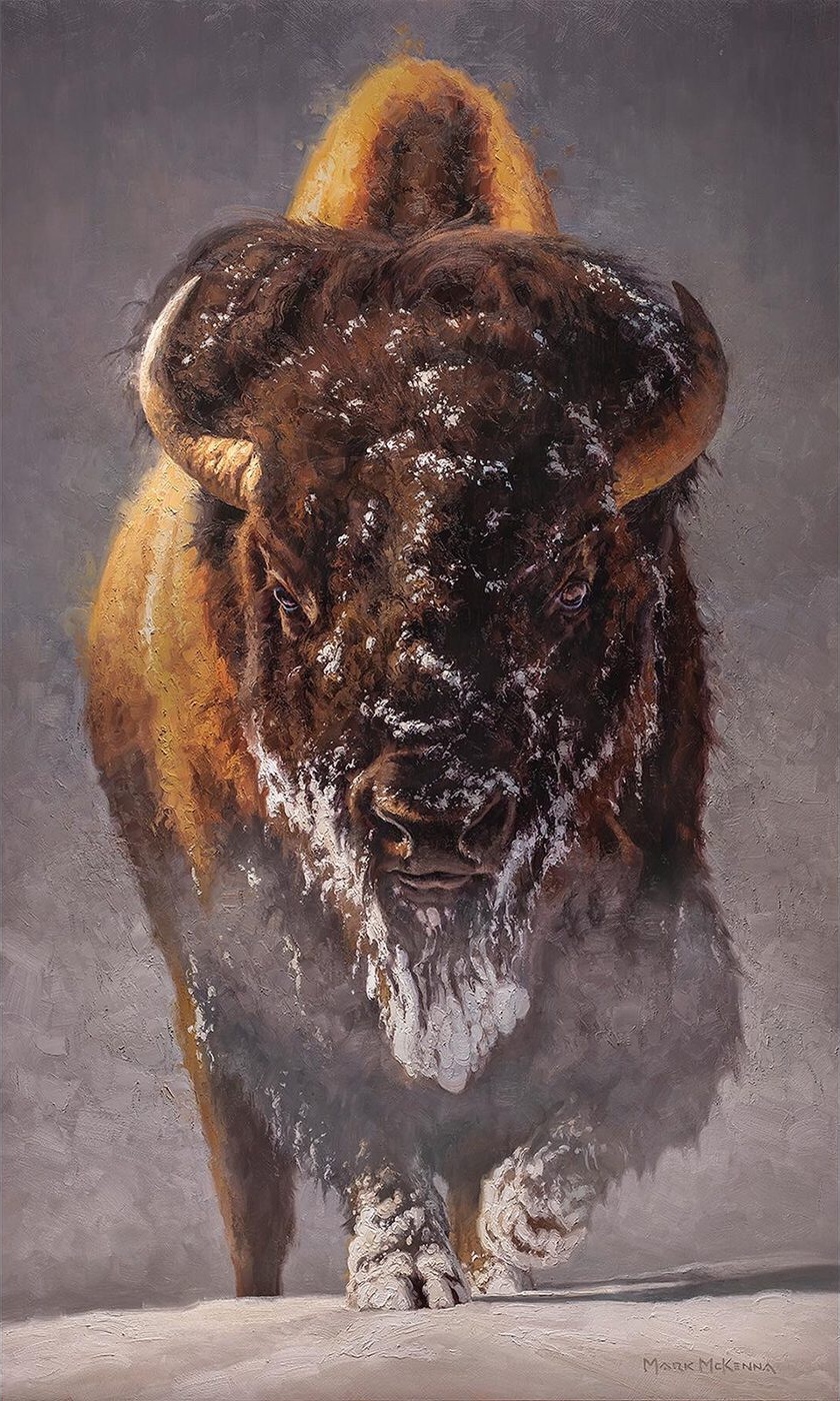Old Man Winter, bison painting by Mark McKenna