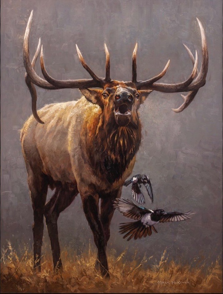 The Posse, elk painting by Mark McKenna