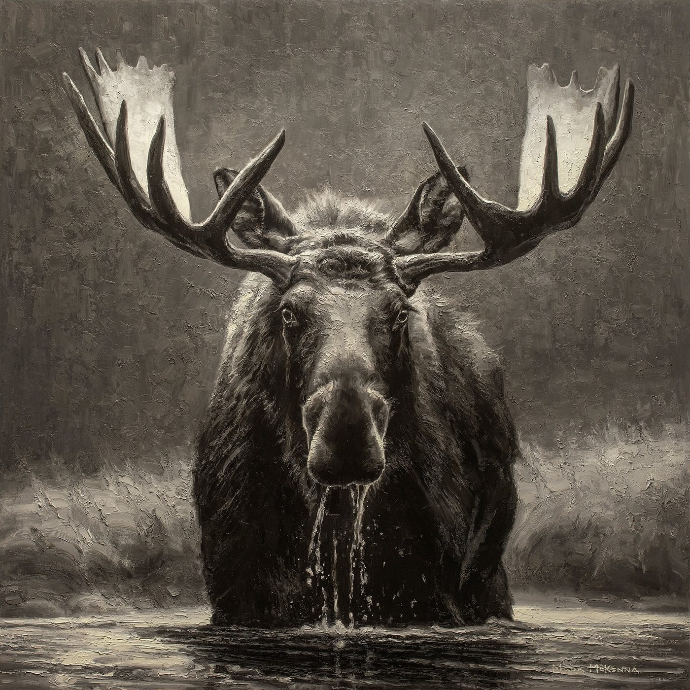 Blackwater Bull, moose painting by Mark McKenna