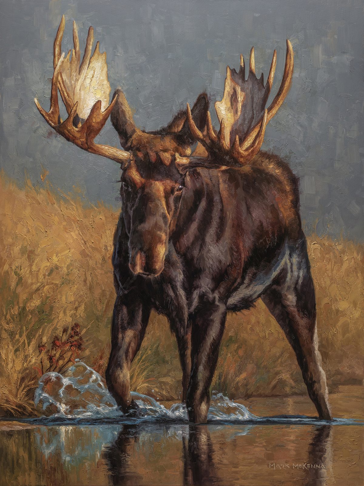 Comin' Through, moose painting by Mark McKenna