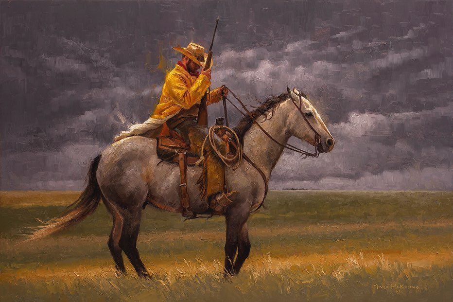 Storm Brewing, western painting by Mark McKenna